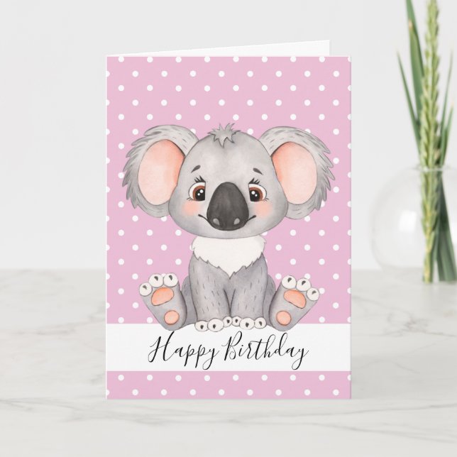 cartão de aniversário fofo Koala (Frente)