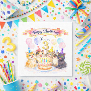 Cartão de Aniversário Fofo para Meninas de 3 Anos