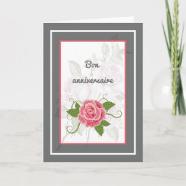 Cartão de Aniversário Francês com Rosas