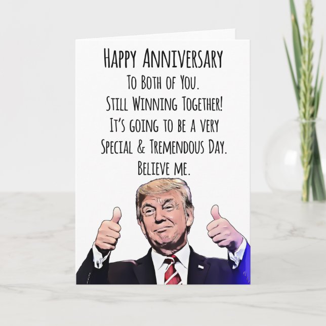 Cartão de Aniversário Funny Trump para Casal (Frente)