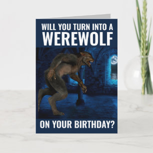 CARTÃO DE ANIVERSÁRIO FUNNY WEREWOLF PARA IRMÃO