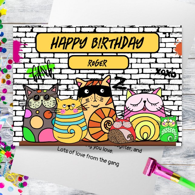 Cartão de Aniversário Gangsta Engraçado (Funny Gangsta Cats Birthday Card)