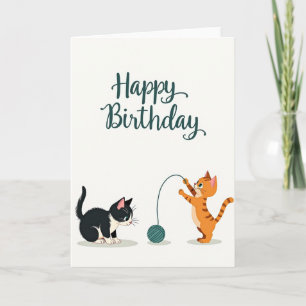 Cartão de Aniversário Gatinho Fofo de Brinquedo