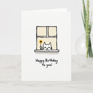 Cartão de Aniversário Gatinho na Janela Doce
