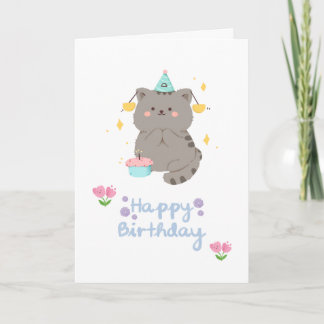 Cartão de Aniversário Gato