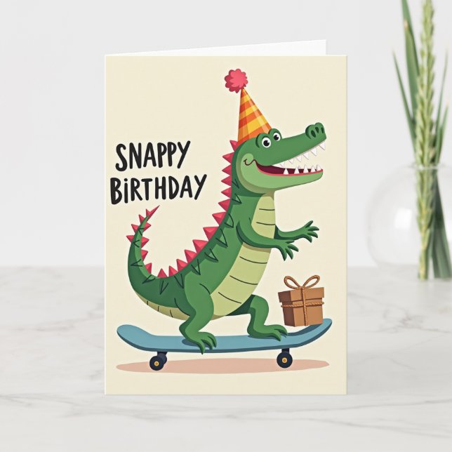 Cartão de Aniversário Gator Skateboard (Frente)