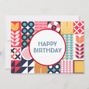 Cartão de Aniversário Geométrico Bauhaus