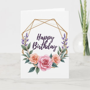 Cartão de Aniversário Geométrico Floral