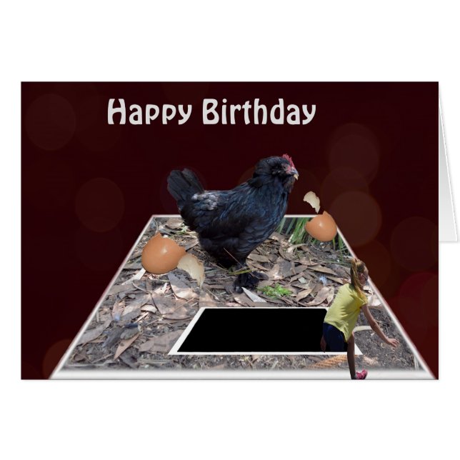 Cartão de Aniversário Giant Black Egg Eating Roost (Frente Horizontal)