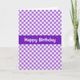 Cartão de Aniversário Gingham Purple