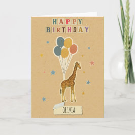 Cartão de Aniversário Giraffe - Nome Personalizado