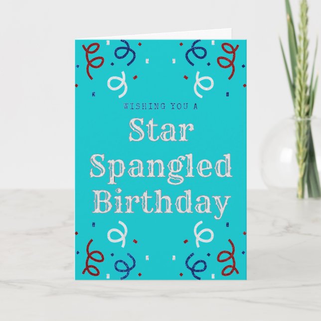 Cartão De Aniversário Glitter De Quarto De Julho (Frente)