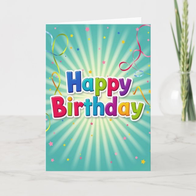 Cartão de Aniversário Glossy Burst (Frente)