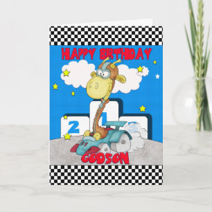 Cartão de Aniversário Godson Giraffe - Girafa em C