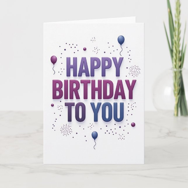 Cartão de Aniversário Gradiente de Alegria (Frente)