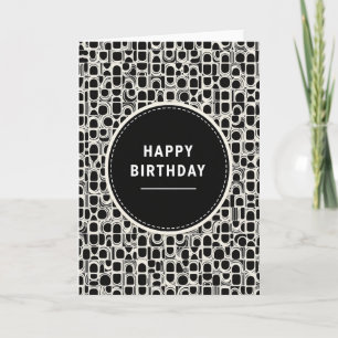 Cartão de Aniversário Gráfico Monocromático