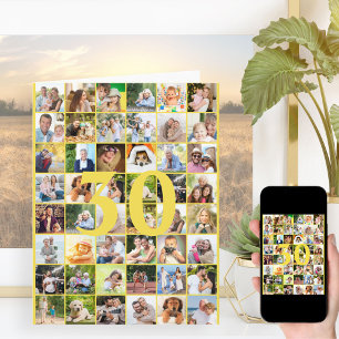 Cartão de aniversário grande com colagem de fotos