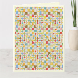 CARTÃO DE ANIVERSÁRIO GRANDE COM PATCHWORK / Creme