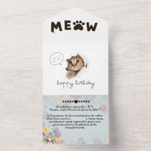 Cartão de Aniversário Grátis de Gato Engraçado e F