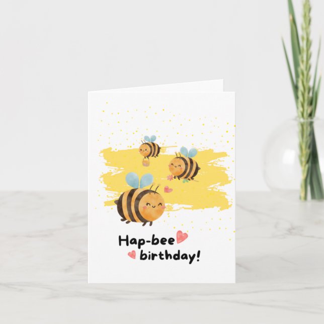 Cartão de Aniversário Hap-Bee Puns (Frente)