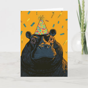 Cartão de Aniversário Hippo do Partido