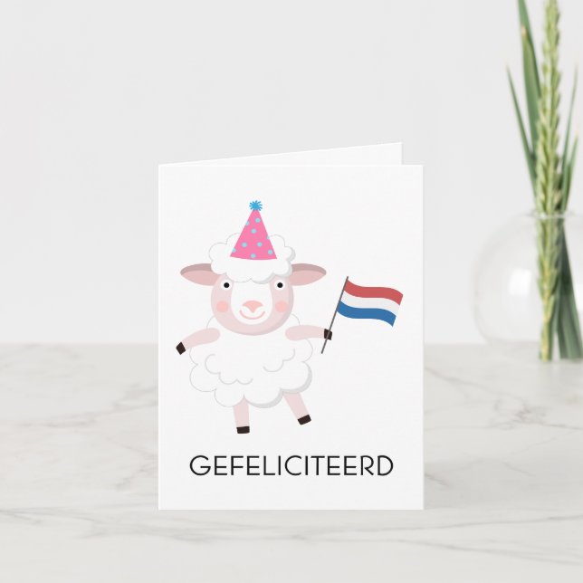 Cartão de Aniversário Holandês - Gefeliciteerd (Frente)
