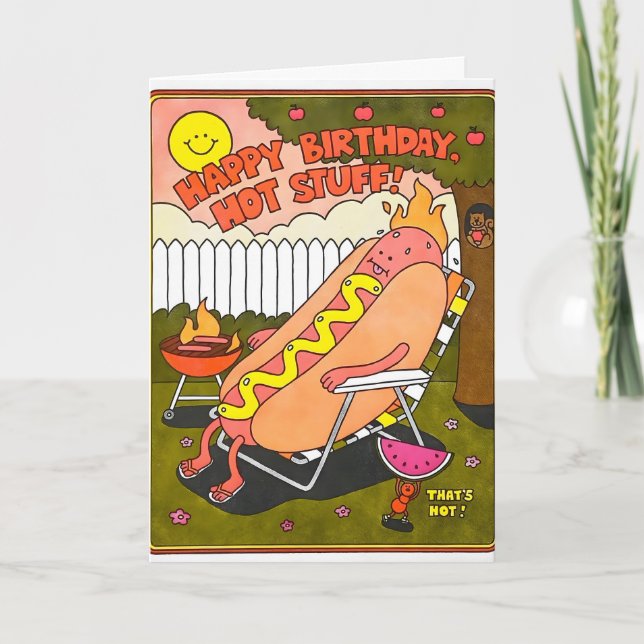 Cartão de Aniversário Hot Stuff com Letterpress (Frente)