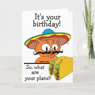 Cartão de Aniversário Humorístico Gato Cartoon Tac