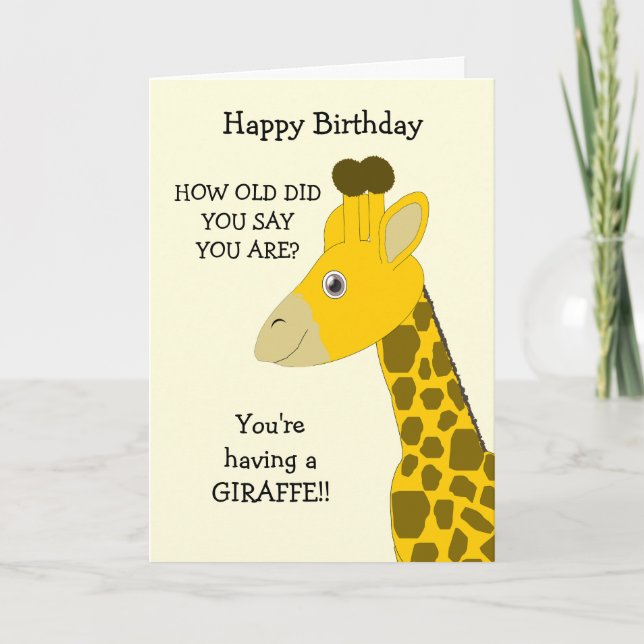 Cartão de Aniversário Humorístico Giraffe (Frente)