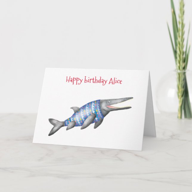 Cartão de aniversário Ichthyosaur Personalizado (Frente)
