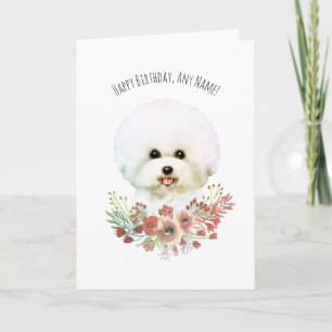 Cartão de Aniversário Ilustrado Bichon Frise