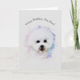 Cartão de Aniversário Ilustrado Bichon Frise