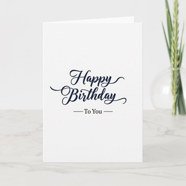 Cartão de Aniversário Indigo Script (Frente)