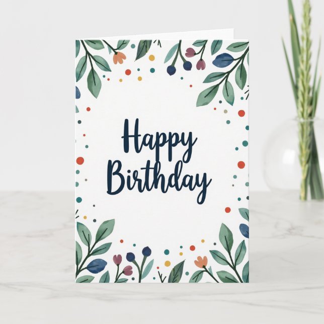 Cartão de Aniversário Indigo Script (Frente)