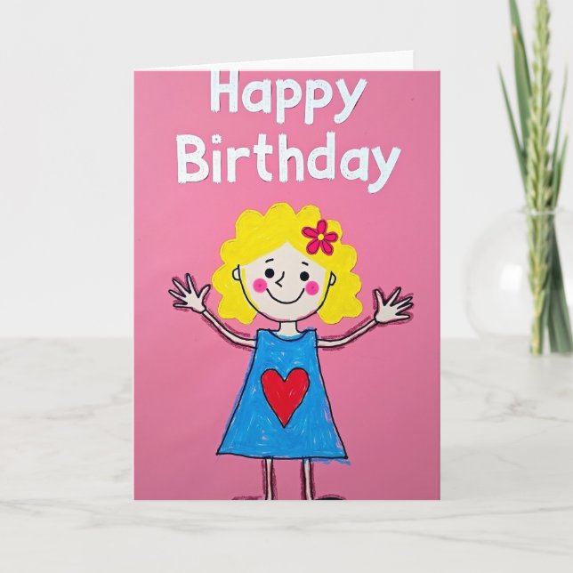 Cartão de Aniversário Infantil Alegre (Frente)