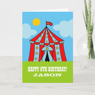 Cartão de aniversário infantil com linda tenda de