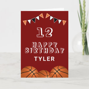 Cartão de Aniversário Infantil de Basquete e Bande