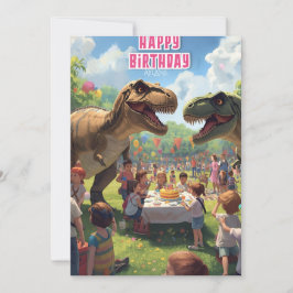 Cartão de aniversário infantil de dinossauro