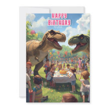 Cartão de aniversário infantil dinossauro
