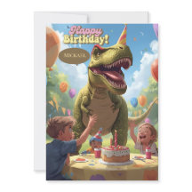 Cartão de aniversário infantil dinossauro
