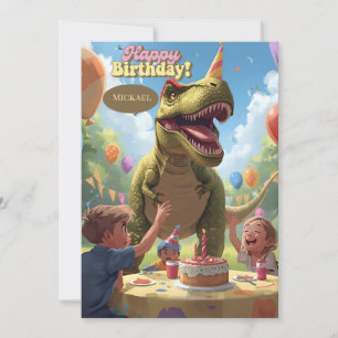cartão de aniversário infantil dinossauro