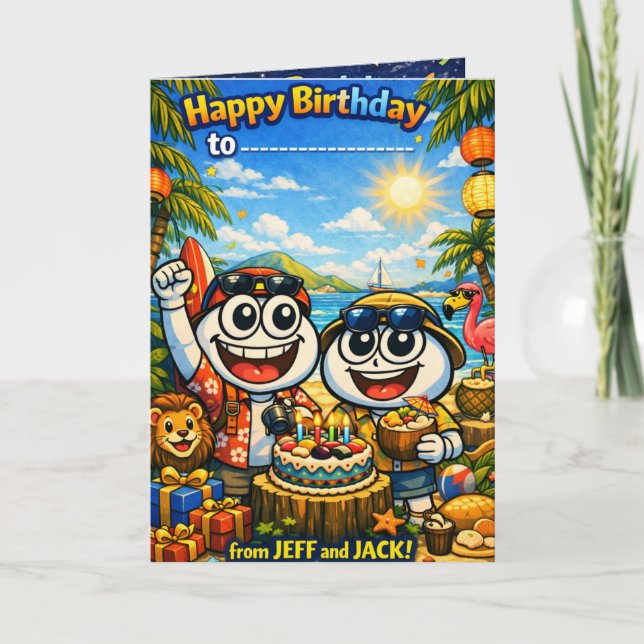 Cartão de Aniversário Infantil Jeff & Jack – Celeb (Frente)
