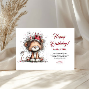 Cartão de Aniversário Infantil Nome Animais Engraç