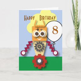 Cartão de Aniversário Infantil Robot Cartoon Editá