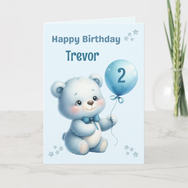 Cartão de Aniversário Infantil Urso Personalizado (Frente)