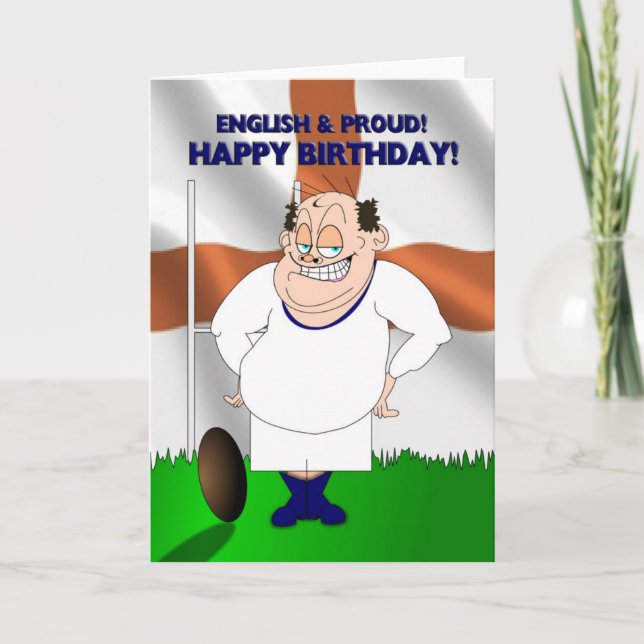Cartão de aniversário inglês e orgulhoso do rugby (Frente)