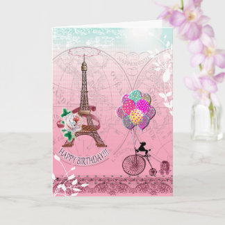 Cartão de Aniversário Inspirado em Paris