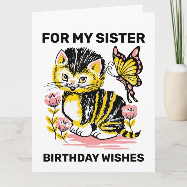 CARTÃO DE ANIVERSÁRIO IRMÃ GATINHO FOFO (Frente)