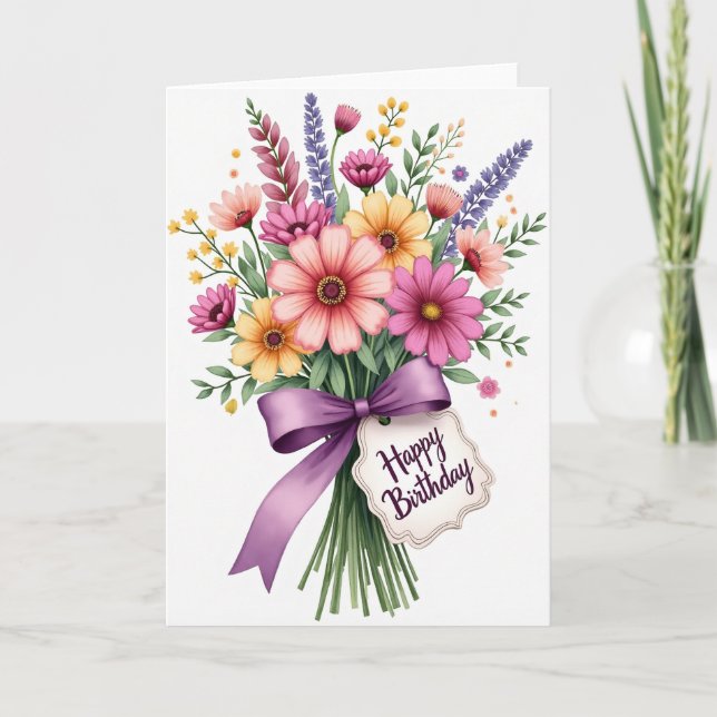 Cartão de Aniversário Jardim de Flores (Frente)