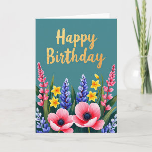 Cartão de Aniversário Jardim Luxuriante